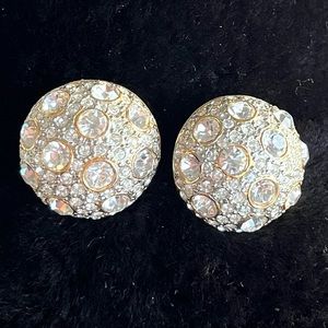 Kenneth Lane Crystal Embellished Dome Clip On Earrings